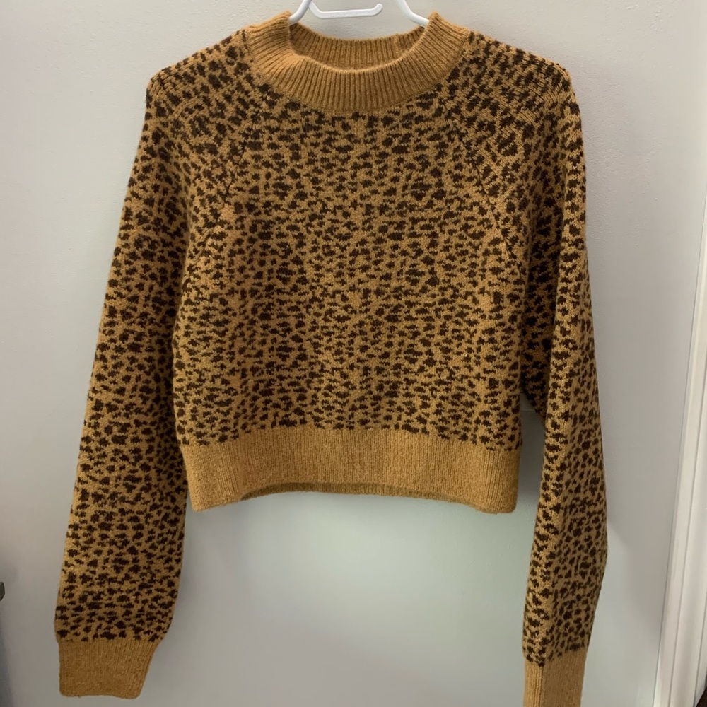 Top Shop cropped cheetah print sweater